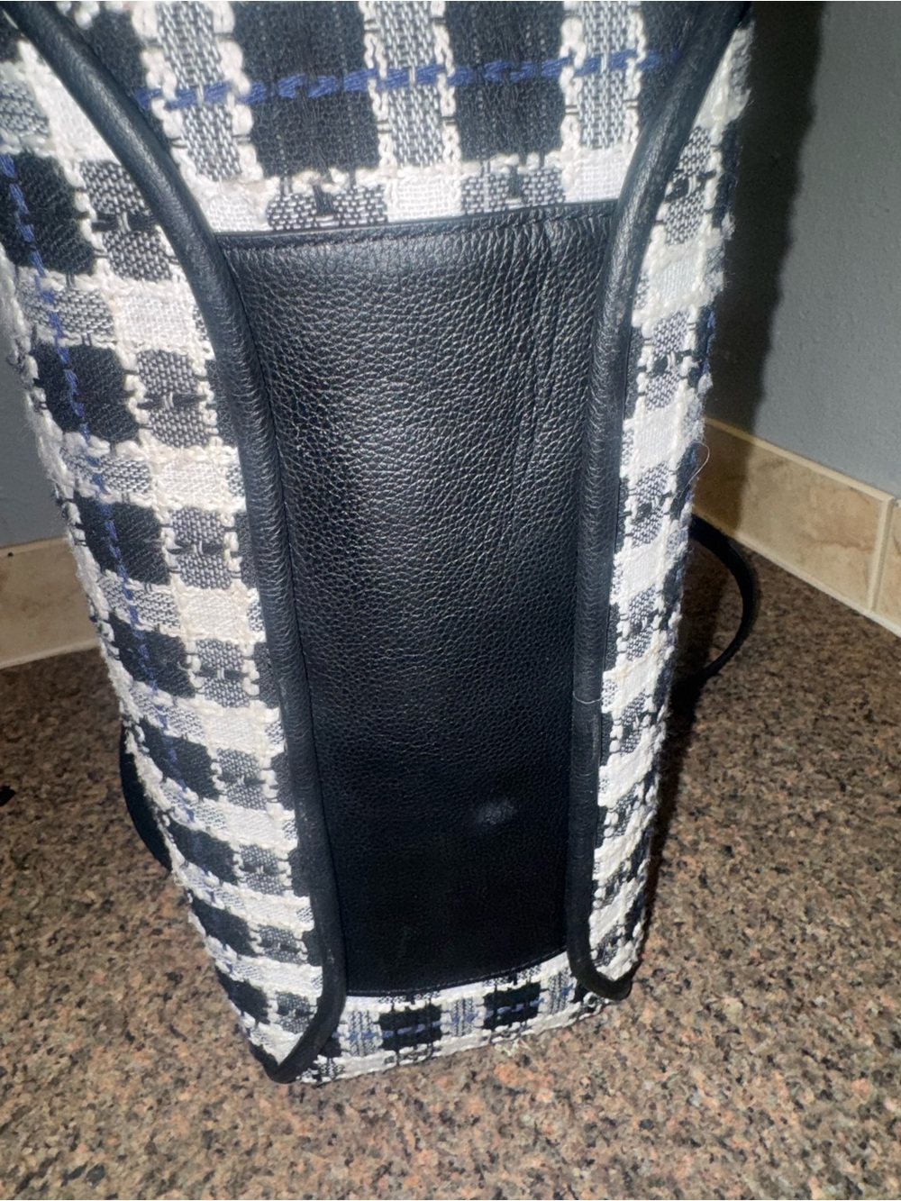 kate spade Black and White Plaid Chain-Handle Tote - Picture 6 of 6